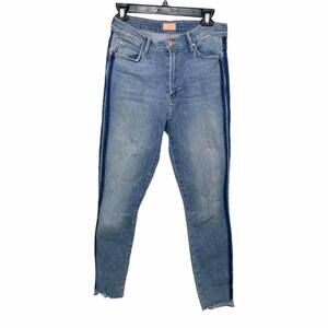 Mother The Stunner Zip Ankle Step Fray in Light